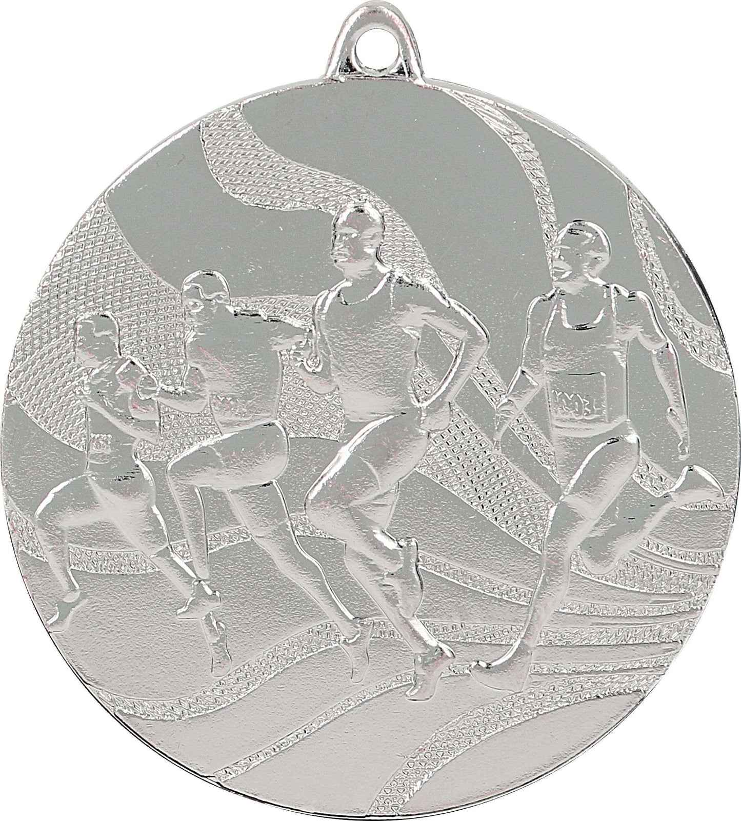 Silbermedaille mit geprägtem Design von vier Läufern in Bewegung, perfekt zum Feiern von Erfolgen beim Heilbronner Laufwettbewerb, Medaillen Heilbronn 50 mm MMC2350 von Anbieter A.