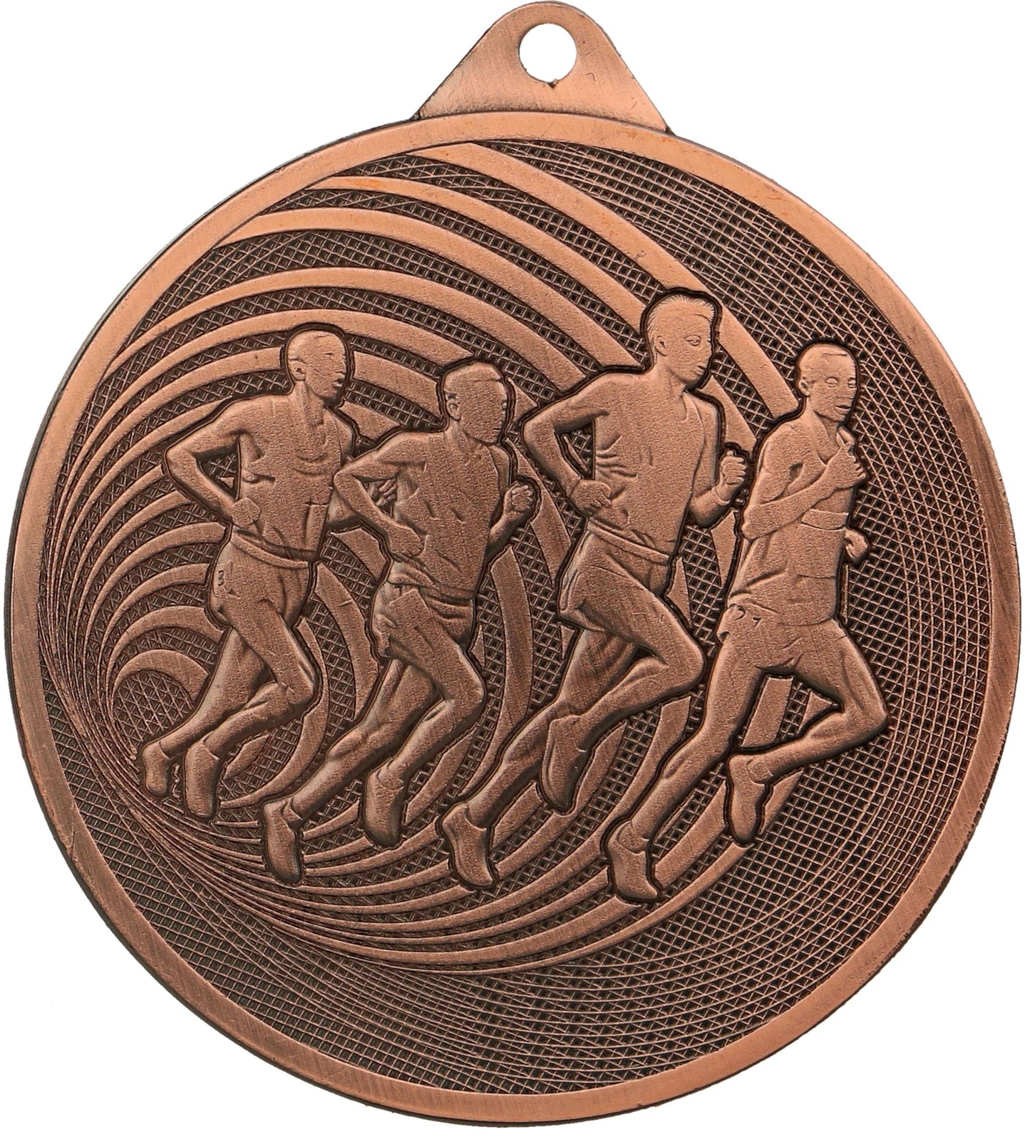 Eine bronzene Medaille Pforzheim 70 mm MMC3071 von Anbieter A mit laufenden Männern als Symbol für sportliche Erfolge.