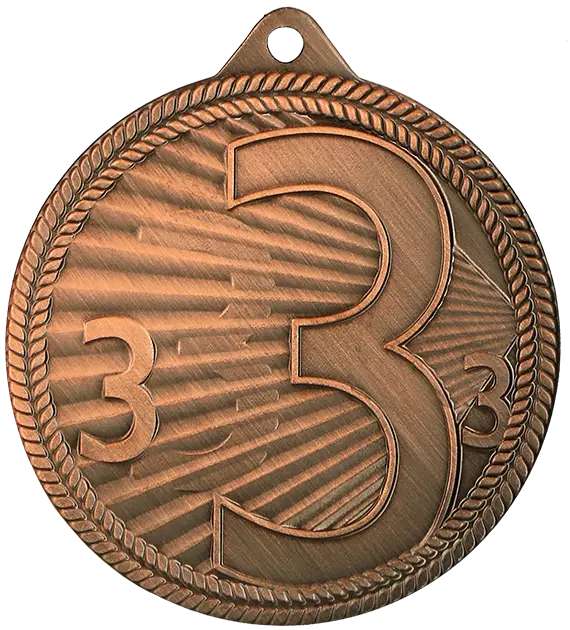 Bronzemedaille mit der in der Mitte eingeprägten Zahl 3, die den dritten Platz symbolisiert und den Erfolg der Gewinner in Osnabrück feiert, Medaillen Osnabrück 50 mm MMC44050 von Anbieter A.