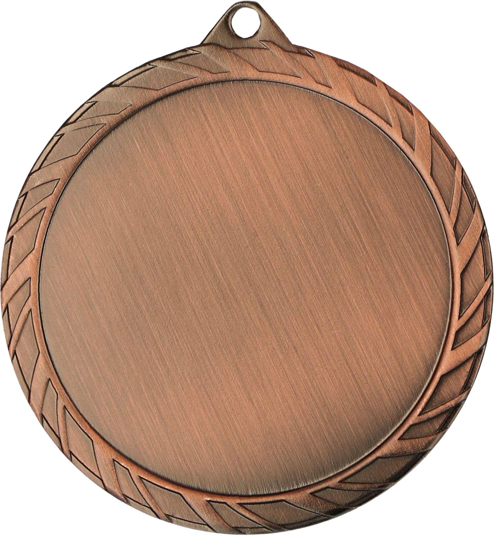 Eine Bronzemedaille mit einer leeren, runden Mitte und einem dekorativen Randmuster um den Rand sowie einem kleinen Loch an der Oberseite zur Befestigung, ein Beispiel für die Medaillen Mainz 60 mm MMC6061-Qualität, die Sie von Anbieter A erwarten können.