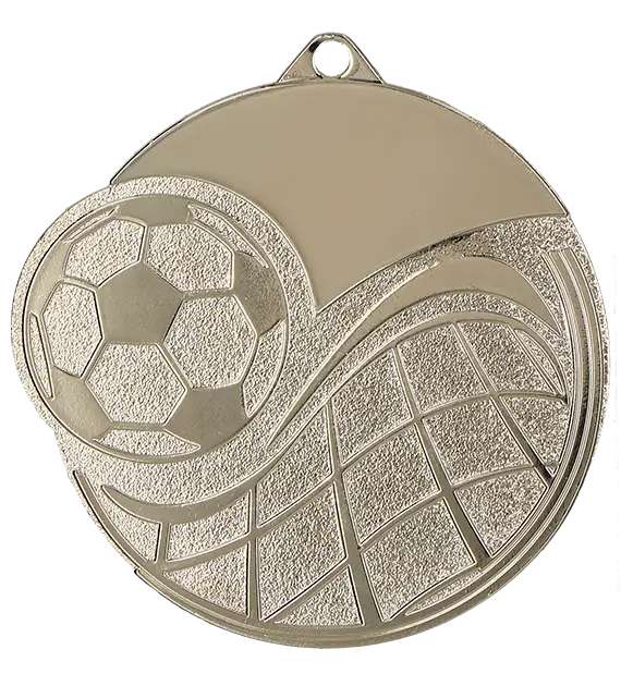 Eine Goldmedaille mit einem erhabenen Design eines Fußballs mit Netzmuster, perfekt für alle, die exquisite Medaillen Reutlingen 60 mm MMC6065 von Anbieter A suchen.