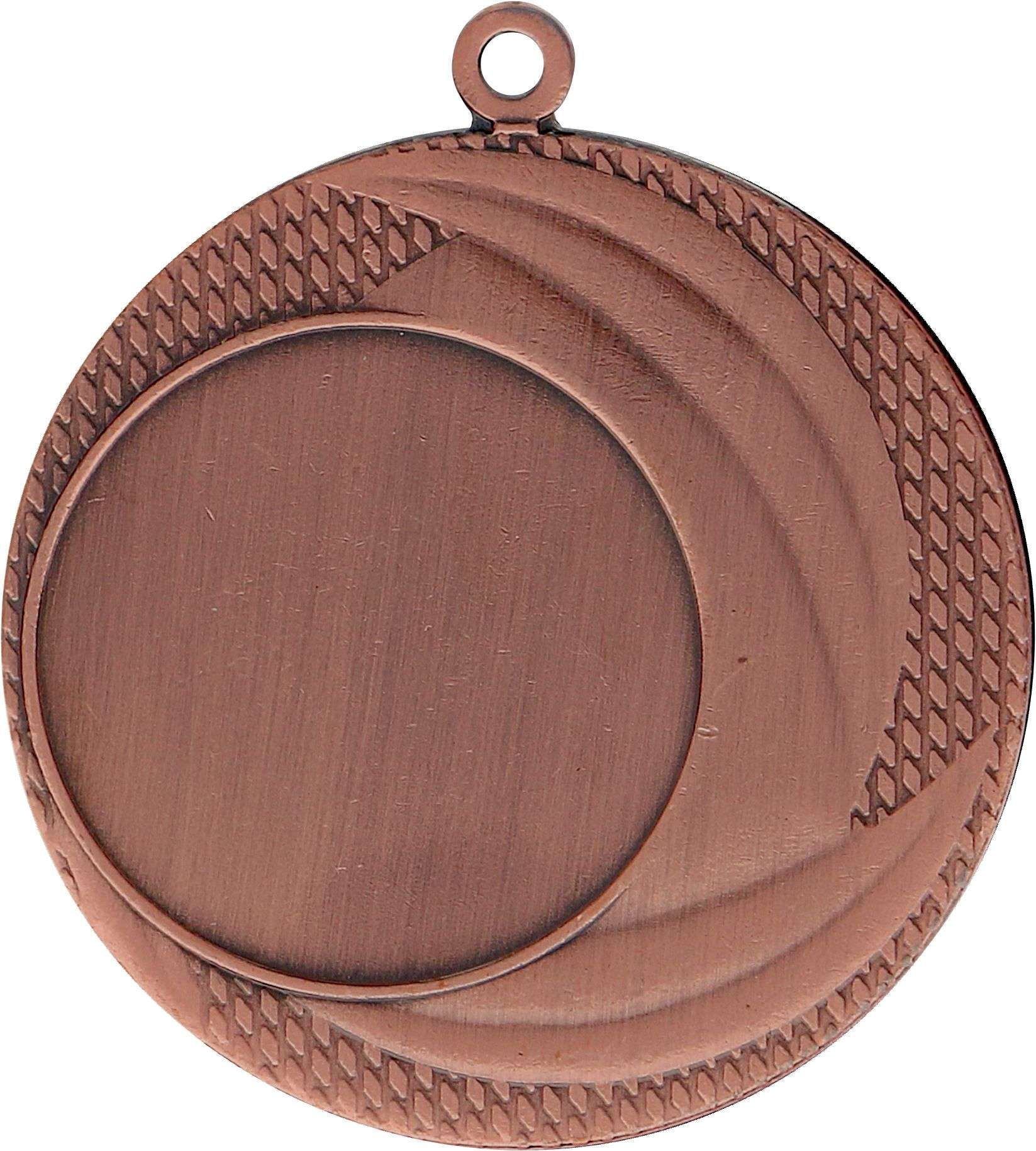 Eine runde Bronzemedaille mit einem Strukturmuster an den Rändern und einer kleinen Schlaufe an der Oberseite zum Befestigen eines Bandes, perfekt für Sportwettkämpfe in Hannover, ist die Medaillen Hannover 40 mm MMC9040 von Anbieter A.